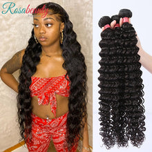 将图片加载到图库查看器,Rosabeauty 20 28 30 Inches Deep Wave Bundles 100% Human Hair Extension 1 3 4 Bundles Indian Loose Water Wave Curly Hair Bundles