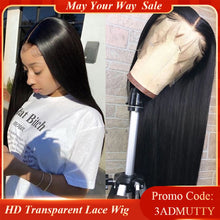 将图片加载到图库查看器,Straight Lace Front Human Hair Wigs Pre plucked HD Transparent Lace Wig With Baby Hair Brazilian Remy Lace Front Closure Wigs