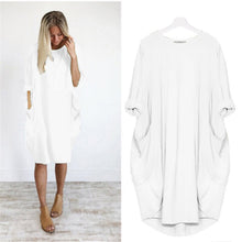 将图片加载到图库查看器,Women Casual Loose Dress with Pocket Ladies Fashion O Neck Long Tops Female T Shirt Dress Streetwear Plus Size 5XL vestidos