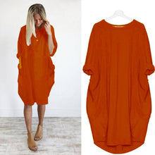 将图片加载到图库查看器,Women Casual Loose Dress with Pocket Ladies Fashion O Neck Long Tops Female T Shirt Dress Streetwear Plus Size 5XL vestidos