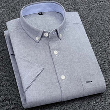 将图片加载到图库查看器,Men's Summer Pure Cotton Oxford Shirts Casual Slim Fit Design Short Sleeve Fashion Male Blouse Shirt