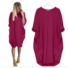 将图片加载到图库查看器,Women Casual Loose Dress with Pocket Ladies Fashion O Neck Long Tops Female T Shirt Dress Streetwear Plus Size 5XL vestidos
