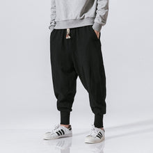 将图片加载到图库查看器,MrGoldenBowl Store Men Harem Pants Japanese Casual Cotton Linen Trouser Man Jogger Pants Chinese Baggy Pants