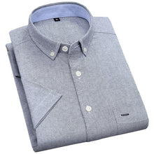 将图片加载到图库查看器,Men's Summer Pure Cotton Oxford Shirts Casual Slim Fit Design Short Sleeve Fashion Male Blouse Shirt
