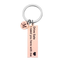 将图片加载到图库查看器,Personalized Drive Safe I Need You Here With Me Couples Keychain Custom A-Z Keychain Husband Boyfriend Gift Stainless Steel