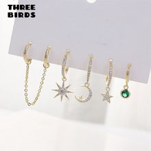 将图片加载到图库查看器,New Set Cute Star And Moon Small Hoop Earrings Sets Crystal Long Gold Chain Earrings For Women Fashion Jewelry Gift 2020 aretes