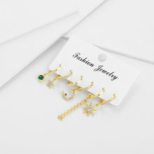 将图片加载到图库查看器,New Set Cute Star And Moon Small Hoop Earrings Sets Crystal Long Gold Chain Earrings For Women Fashion Jewelry Gift 2020 aretes