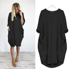 将图片加载到图库查看器,Women Casual Loose Dress with Pocket Ladies Fashion O Neck Long Tops Female T Shirt Dress Streetwear Plus Size 5XL vestidos