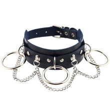 将图片加载到图库查看器,Leather Choker collar for women goth punk choker chain silver color harajuku Collar Sexy Vegan chocker bondage festival jewelry
