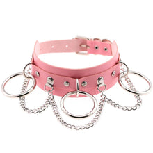 将图片加载到图库查看器,Leather Choker collar for women goth punk choker chain silver color harajuku Collar Sexy Vegan chocker bondage festival jewelry
