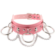 将图片加载到图库查看器,Leather Choker collar for women goth punk choker chain silver color harajuku Collar Sexy Vegan chocker bondage festival jewelry