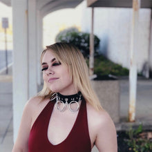 将图片加载到图库查看器,Leather Choker collar for women goth punk choker chain silver color harajuku Collar Sexy Vegan chocker bondage festival jewelry