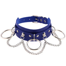 将图片加载到图库查看器,Leather Choker collar for women goth punk choker chain silver color harajuku Collar Sexy Vegan chocker bondage festival jewelry