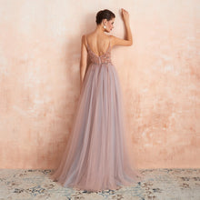 将图片加载到图库查看器,Sexy Spaghetti Straps Evening Dresses 2019 New Arrival V-Neck Rhinestones Beading Formal Prom Gowns with Slit robe de soiree