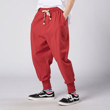 将图片加载到图库查看器,MrGoldenBowl Store Men Harem Pants Japanese Casual Cotton Linen Trouser Man Jogger Pants Chinese Baggy Pants