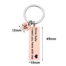 将图片加载到图库查看器,Personalized Drive Safe I Need You Here With Me Couples Keychain Custom A-Z Keychain Husband Boyfriend Gift Stainless Steel