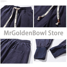 将图片加载到图库查看器,MrGoldenBowl Store Men Harem Pants Japanese Casual Cotton Linen Trouser Man Jogger Pants Chinese Baggy Pants
