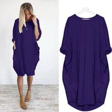 将图片加载到图库查看器,Women Casual Loose Dress with Pocket Ladies Fashion O Neck Long Tops Female T Shirt Dress Streetwear Plus Size 5XL vestidos