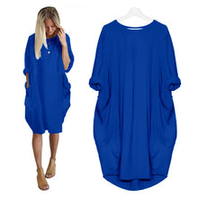 将图片加载到图库查看器,Women Casual Loose Dress with Pocket Ladies Fashion O Neck Long Tops Female T Shirt Dress Streetwear Plus Size 5XL vestidos