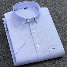 将图片加载到图库查看器,Men's Summer Pure Cotton Oxford Shirts Casual Slim Fit Design Short Sleeve Fashion Male Blouse Shirt