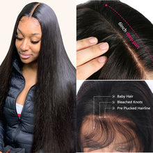 将图片加载到图库查看器,Straight Lace Front Human Hair Wigs Pre plucked HD Transparent Lace Wig With Baby Hair Brazilian Remy Lace Front Closure Wigs