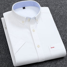 将图片加载到图库查看器,Men's Summer Pure Cotton Oxford Shirts Casual Slim Fit Design Short Sleeve Fashion Male Blouse Shirt