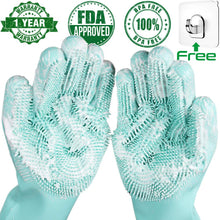 将图片加载到图库查看器,Magic Silicone Dishwashing Scrubber Dish Washing Sponge Rubber Scrub Gloves Kitchen Cleaning 1 Pair