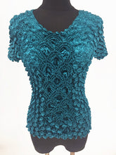 将图片加载到图库查看器,New Women Elastic Popcorn Tops short Sleeve Shirt Coin shirts