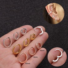 将图片加载到图库查看器，1Pcs 6mm/8mm/10mm CZ Cartilage Earrings Ear Buckle for Women Simple Rainbow Boho Classic Small Earrings Stud Thin Hoops Gift
