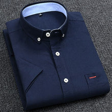 将图片加载到图库查看器，Men's Summer Pure Cotton Oxford Shirts Casual Slim Fit Design Short Sleeve Fashion Male Blouse Shirt
