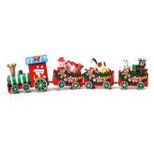 将图片加载到图库查看器，4 Pieces Mini Xmas Train Wood Christmas Decoration Funny For Chirldren New Year's Decor Gift Innocent Kids Toys
