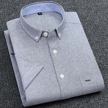 将图片加载到图库查看器，Men's Summer Pure Cotton Oxford Shirts Casual Slim Fit Design Short Sleeve Fashion Male Blouse Shirt
