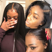 将图片加载到图库查看器，Straight Lace Front Human Hair Wigs Pre plucked HD Transparent Lace Wig With Baby Hair Brazilian Remy Lace Front Closure Wigs
