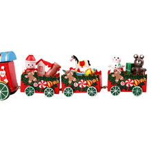 将图片加载到图库查看器，4 Pieces Mini Xmas Train Wood Christmas Decoration Funny For Chirldren New Year's Decor Gift Innocent Kids Toys

