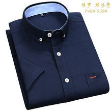 将图片加载到图库查看器，Men's Summer Pure Cotton Oxford Shirts Casual Slim Fit Design Short Sleeve Fashion Male Blouse Shirt
