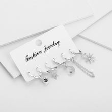 将图片加载到图库查看器，New Set Cute Star And Moon Small Hoop Earrings Sets Crystal Long Gold Chain Earrings For Women Fashion Jewelry Gift 2020 aretes
