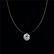 将图片加载到图库查看器，Poputton Female Transparent Fishing Line Necklace Silver Color Invisible Chain Women Rhinestone Choker Necklace Collier Femme
