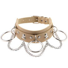将图片加载到图库查看器，Leather Choker collar for women goth punk choker chain silver color harajuku Collar Sexy Vegan  chocker bondage festival jewelry
