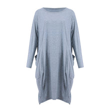 将图片加载到图库查看器，Women Casual Loose Dress with Pocket Ladies Fashion O Neck Long Tops Female T Shirt Dress Streetwear Plus Size 5XL vestidos
