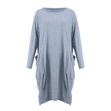 将图片加载到图库查看器，Women Casual Loose Dress with Pocket Ladies Fashion O Neck Long Tops Female T Shirt Dress Streetwear Plus Size 5XL vestidos
