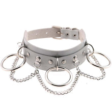 将图片加载到图库查看器，Leather Choker collar for women goth punk choker chain silver color harajuku Collar Sexy Vegan  chocker bondage festival jewelry
