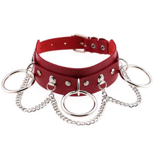 将图片加载到图库查看器，Leather Choker collar for women goth punk choker chain silver color harajuku Collar Sexy Vegan  chocker bondage festival jewelry
