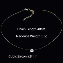 将图片加载到图库查看器，Poputton Female Transparent Fishing Line Necklace Silver Color Invisible Chain Women Rhinestone Choker Necklace Collier Femme
