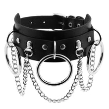 将图片加载到图库查看器，Leather Choker collar for women goth punk choker chain silver color harajuku Collar Sexy Vegan  chocker bondage festival jewelry
