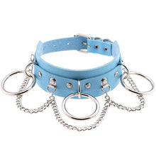 将图片加载到图库查看器，Leather Choker collar for women goth punk choker chain silver color harajuku Collar Sexy Vegan  chocker bondage festival jewelry
