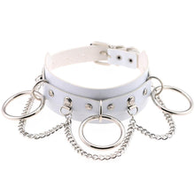 将图片加载到图库查看器，Leather Choker collar for women goth punk choker chain silver color harajuku Collar Sexy Vegan  chocker bondage festival jewelry
