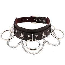 将图片加载到图库查看器，Leather Choker collar for women goth punk choker chain silver color harajuku Collar Sexy Vegan  chocker bondage festival jewelry
