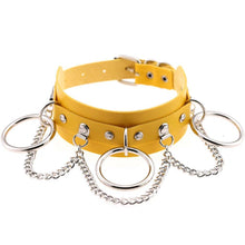 将图片加载到图库查看器，Leather Choker collar for women goth punk choker chain silver color harajuku Collar Sexy Vegan  chocker bondage festival jewelry
