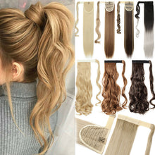 将图片加载到图库查看器，s-noilite 16"/24"/26" long clip in ponytail hair extension wrap around ponytail synthetic fake pony tail hairpiece for women
