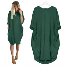 将图片加载到图库查看器，Women Casual Loose Dress with Pocket Ladies Fashion O Neck Long Tops Female T Shirt Dress Streetwear Plus Size 5XL vestidos
